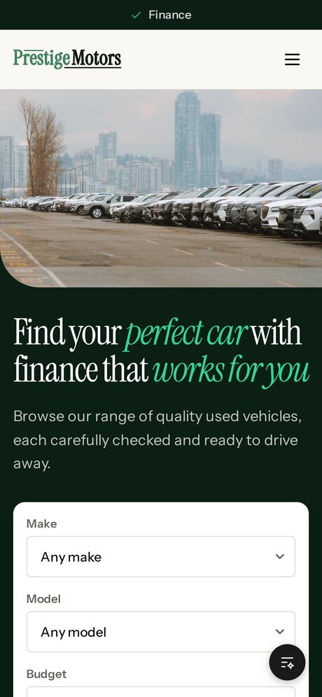 A standard dealer template shown on a phone