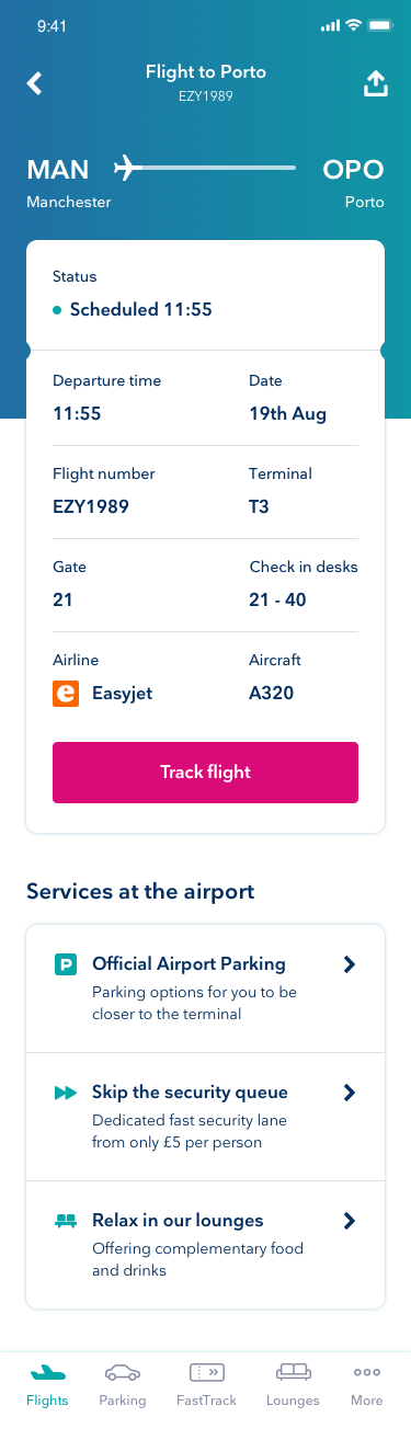 Flight detail screen